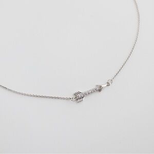 Sterling Silver Chain Necklace Arrow Pendant Charm Clear Cubic Zirconia CZ Stone